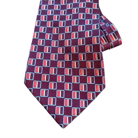 Jos A Bank Joseph Mens Silk Dark Red Textured Neck Tie 3.5" x 62" XL Extra Long - Picture 6 of 10